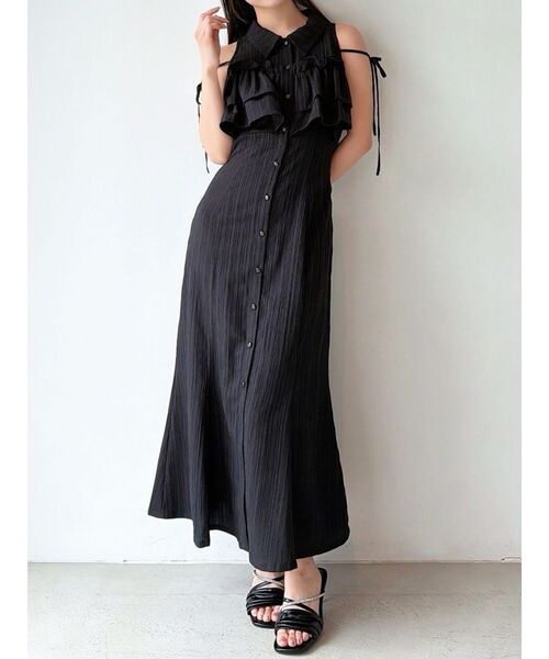 RESEXXY（リゼクシー）の「ラッフルマーメイドシャツワンピース（シャツワンピース・レディース・ピンク/ホワイト/ブラック/イエロー・FREE）」の2枚目の写真