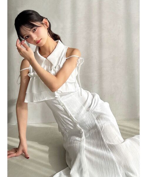 RESEXXY（リゼクシー）の「ラッフルマーメイドシャツワンピース（シャツワンピース・レディース・ピンク/ホワイト/ブラック/イエロー・FREE）」の5枚目の写真