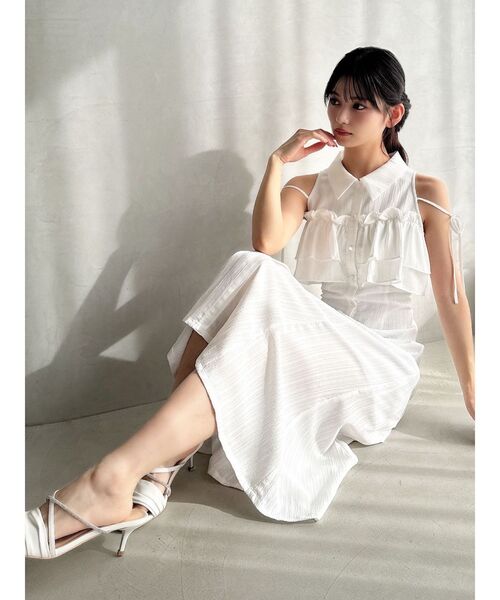 RESEXXY（リゼクシー）の「ラッフルマーメイドシャツワンピース（シャツワンピース・レディース・ピンク/ホワイト/ブラック/イエロー・FREE）」の6枚目の写真