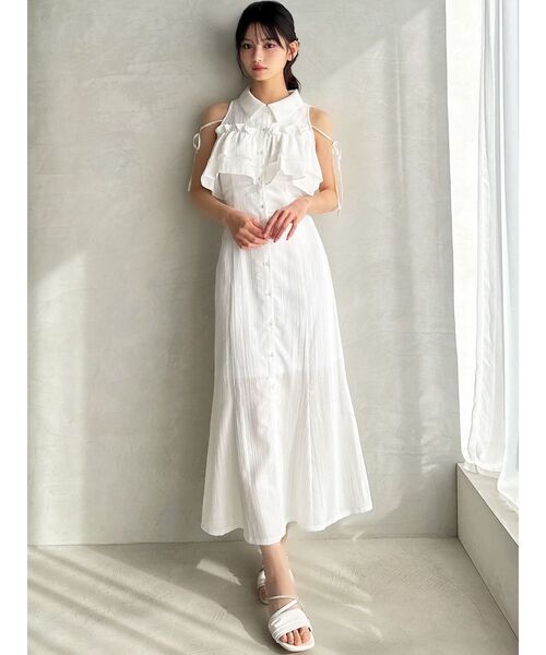 RESEXXY（リゼクシー）の「ラッフルマーメイドシャツワンピース（シャツワンピース・レディース・ピンク/ホワイト/ブラック/イエロー・FREE）」の7枚目の写真