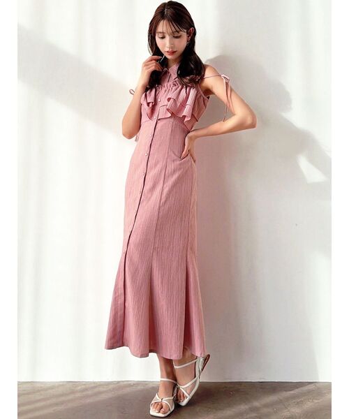 RESEXXY（リゼクシー）の「ラッフルマーメイドシャツワンピース（シャツワンピース・レディース・ピンク/ホワイト/ブラック/イエロー・FREE）」の9枚目の写真