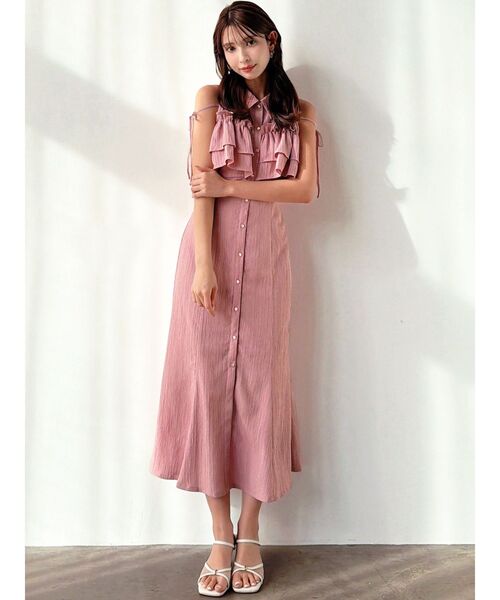 RESEXXY（リゼクシー）の「ラッフルマーメイドシャツワンピース（シャツワンピース・レディース・ピンク/ホワイト/ブラック/イエロー・FREE）」の11枚目の写真