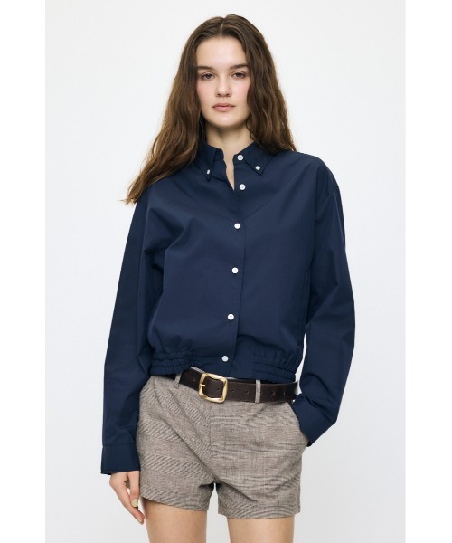 MOUSSY(マウジー)の「BUTTON DOWN SHIRT ブルゾン(ブルゾン・レディース・ネイビー/ホワイト系その他・FREE)」の2枚目の写真