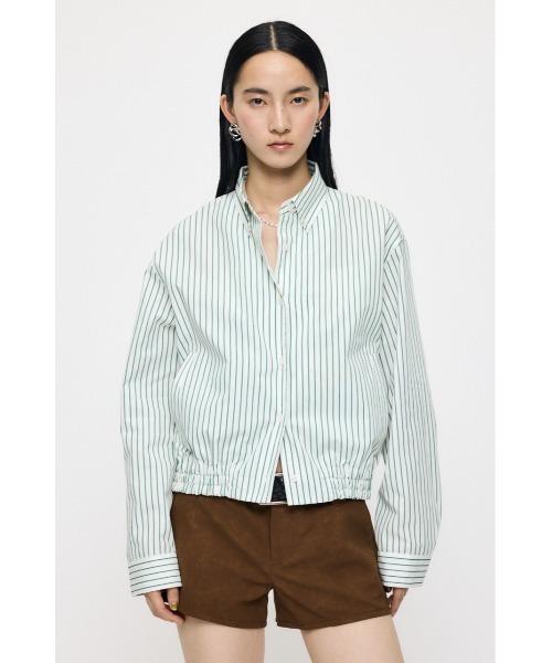 MOUSSY(マウジー)の「BUTTON DOWN SHIRT ブルゾン(ブルゾン・レディース・ネイビー/ホワイト系その他・FREE)」の7枚目の写真