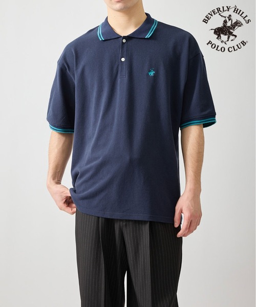 BEVERLY HILLS POLO CLUB(ビバリーヒルズポロクラブ)の「【BEVERLY HILLS POLO CLUB】リブライン1ポイント刺繍カノコポロ(ポロシャツ・メンズ・ホワイト/ブラック/ネイビー・S/M/L)」の3枚目の写真