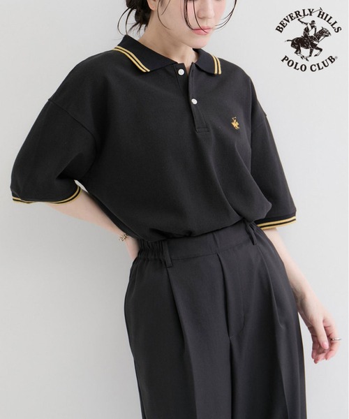 BEVERLY HILLS POLO CLUB(ビバリーヒルズポロクラブ)の「【BEVERLY HILLS POLO CLUB】リブライン1ポイント刺繍カノコポロ(ポロシャツ・メンズ・ホワイト/ブラック/ネイビー・S/M/L)」の2枚目の写真