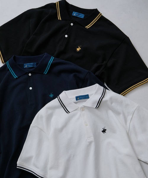 BEVERLY HILLS POLO CLUB(ビバリーヒルズポロクラブ)の「【BEVERLY HILLS POLO CLUB】リブライン1ポイント刺繍カノコポロ(ポロシャツ・メンズ・ホワイト/ブラック/ネイビー・S/M/L)」の13枚目の写真