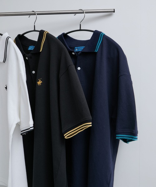 BEVERLY HILLS POLO CLUB(ビバリーヒルズポロクラブ)の「【BEVERLY HILLS POLO CLUB】リブライン1ポイント刺繍カノコポロ(ポロシャツ・メンズ・ホワイト/ブラック/ネイビー・S/M/L)」の14枚目の写真