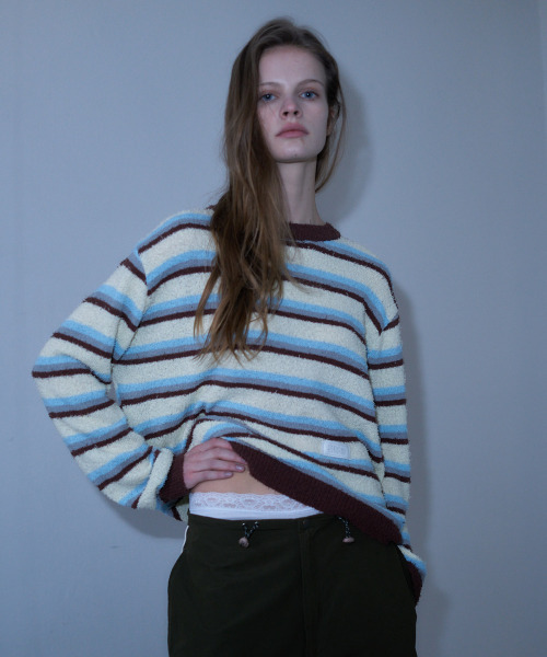 LARTIGENT(ラーティゼン)の「L23 BOUCLE STRIPE KNIT(YELLOW)(ニット/セーター・レディース・その他・FREE)」の1枚目の写真