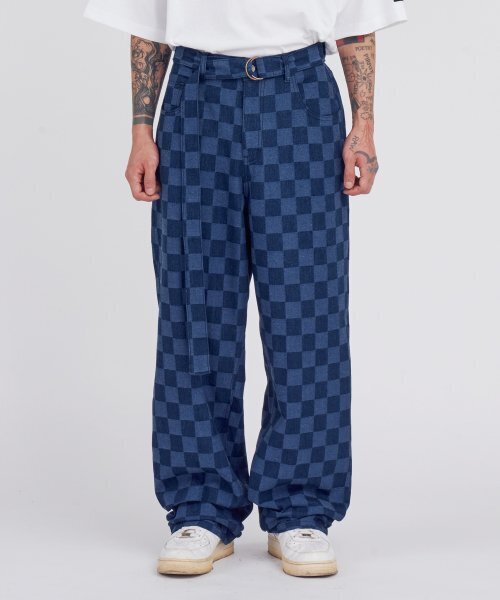 AJOBYAJO（アジョバイアジョ）の「Checkerboard Denim Pants [BLUE]（デニムパンツ・レディース・その他・LARGE/X-LARGE）」の7枚目の写真