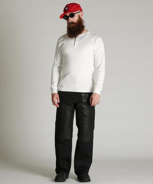 Schott(ショット)の「Schott/ショット/ARMY RIB HENLEY LS T-SHIRT/アーミーリブ ヘンリーロンT(Tシャツ/カットソー・メンズ・ネイビー/ホワイト・M/XL/L/2XL)」の3枚目の写真