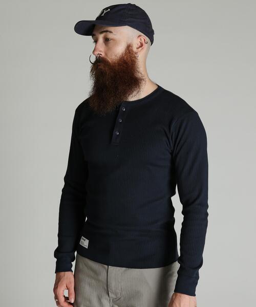 Schott(ショット)の「Schott/ショット/ARMY RIB HENLEY LS T-SHIRT/アーミーリブ ヘンリーロンT(Tシャツ/カットソー・メンズ・ネイビー/ホワイト・M/XL/L/2XL)」の6枚目の写真