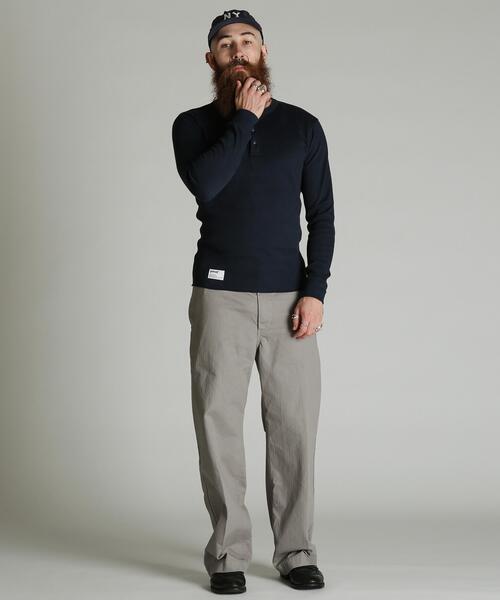 Schott(ショット)の「Schott/ショット/ARMY RIB HENLEY LS T-SHIRT/アーミーリブ ヘンリーロンT(Tシャツ/カットソー・メンズ・ネイビー/ホワイト・M/XL/L/2XL)」の7枚目の写真