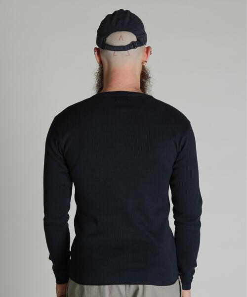 Schott(ショット)の「Schott/ショット/ARMY RIB HENLEY LS T-SHIRT/アーミーリブ ヘンリーロンT(Tシャツ/カットソー・メンズ・ネイビー/ホワイト・M/XL/L/2XL)」の9枚目の写真