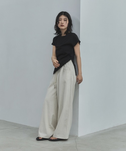 feepur(フェピュール)の「サイドボタンシアーリブTee(Tシャツ/カットソー・レディース・ブラック/アイボリー/ピンク・MEDIUM)」の6枚目の写真