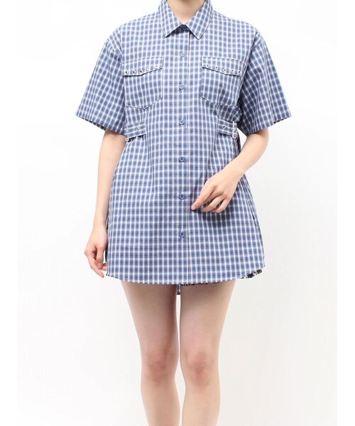jouetie(ジュエティ)の「ウエストベルトハトメチュニックシャツ(シャツ/ブラウス・レディース・ブラック/オフホワイト/ブルー・MEDIUM)」の9枚目の写真