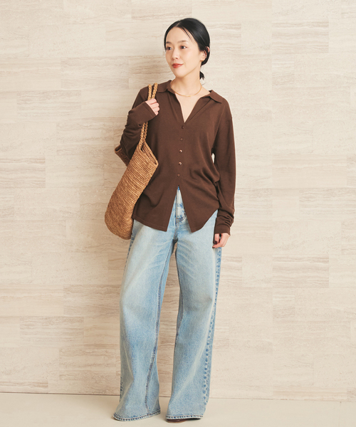 plage（プラージュ）の「《追加》sheer skipper ニット（ニット/セーター・レディース・ブラウン/ブラック/ホワイト・FREE）」の6枚目の写真