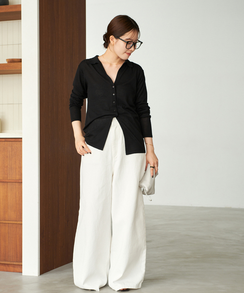 plage（プラージュ）の「《追加》sheer skipper ニット（ニット/セーター・レディース・ブラウン/ブラック/ホワイト・FREE）」の8枚目の写真