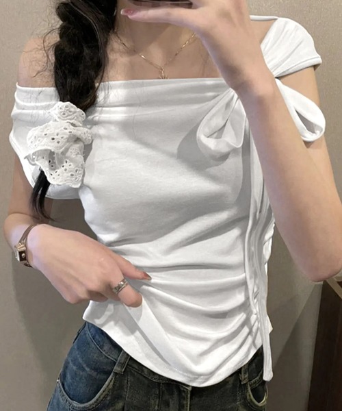 ALTROSE（アルトローズ）の「【2026SS】2WAY リボンワンショル トップス（Tシャツ/カットソー・レディース・ホワイト/ブラック・FREE）」の11枚目の写真