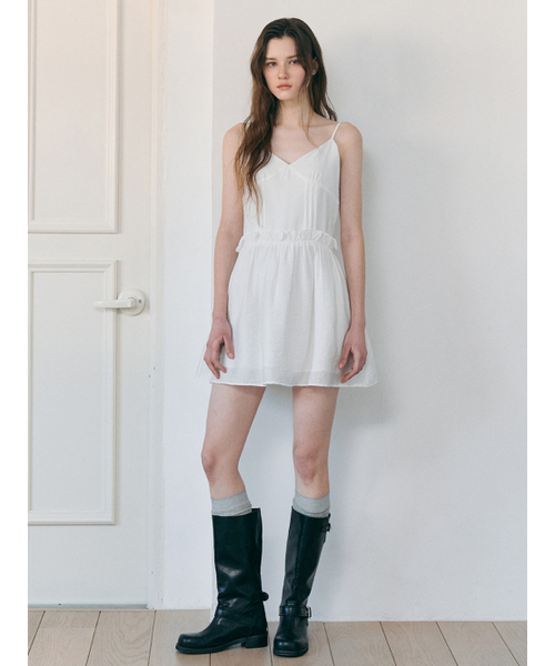 ETMON(エトモン)の「Slip Crinkle Frill Mini Dress, White(ワンピース・レディース・その他・MEDIUM/SMALL)」の7枚目の写真