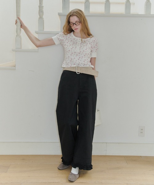 GIUNON(ジウノン)の「hem frill wide pants / ヘムフリルワイドパンツ(その他パンツ・レディース・ホワイト/ブラック・1/0)」の19枚目の写真