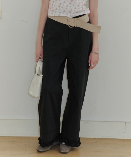GIUNON(ジウノン)の「hem frill wide pants / ヘムフリルワイドパンツ(その他パンツ・レディース・ホワイト/ブラック・1/0)」の15枚目の写真