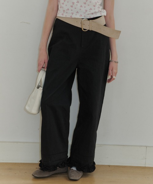 GIUNON(ジウノン)の「hem frill wide pants / ヘムフリルワイドパンツ(その他パンツ・レディース・ホワイト/ブラック・1/0)」の12枚目の写真
