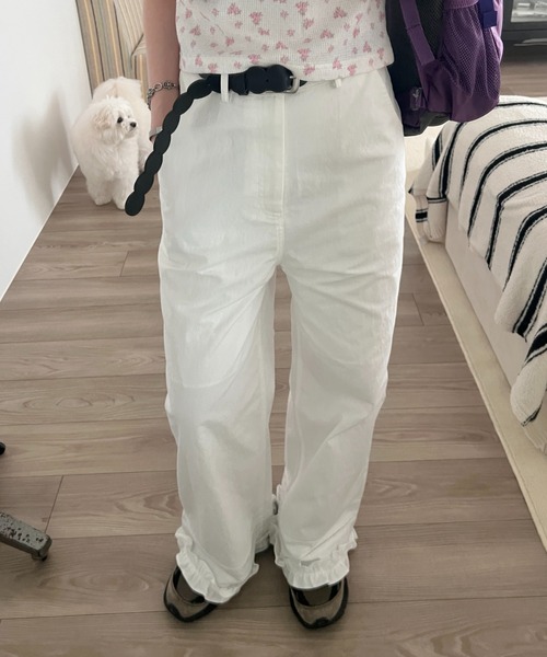 GIUNON(ジウノン)の「hem frill wide pants / ヘムフリルワイドパンツ(その他パンツ・レディース・ホワイト/ブラック・1/0)」の22枚目の写真