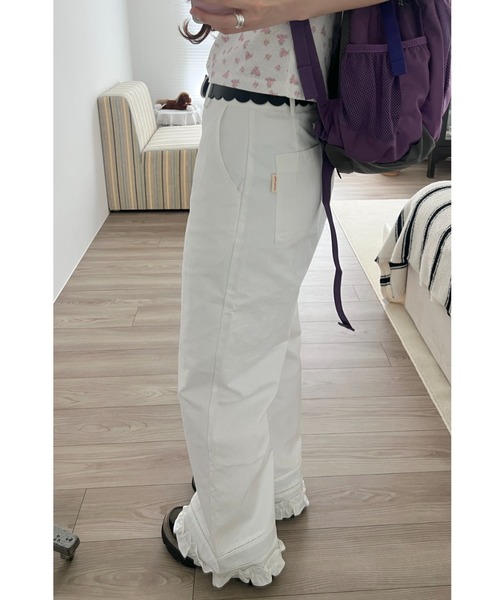 GIUNON(ジウノン)の「hem frill wide pants / ヘムフリルワイドパンツ(その他パンツ・レディース・ホワイト/ブラック・1/0)」の20枚目の写真