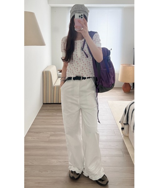 GIUNON(ジウノン)の「hem frill wide pants / ヘムフリルワイドパンツ(その他パンツ・レディース・ホワイト/ブラック・1/0)」の21枚目の写真