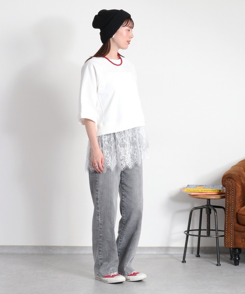 cepo(セポ)の「〈セットアイテム〉ワイドラグランTee+スソレースキャミソール アンサンブル(アンサンブル・レディース・グレー/オフホワイト/ブラック・M)」の17枚目の写真