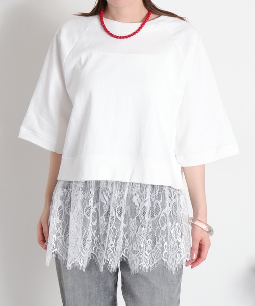 cepo(セポ)の「〈セットアイテム〉ワイドラグランTee+スソレースキャミソール アンサンブル(アンサンブル・レディース・グレー/オフホワイト/ブラック・M)」の20枚目の写真