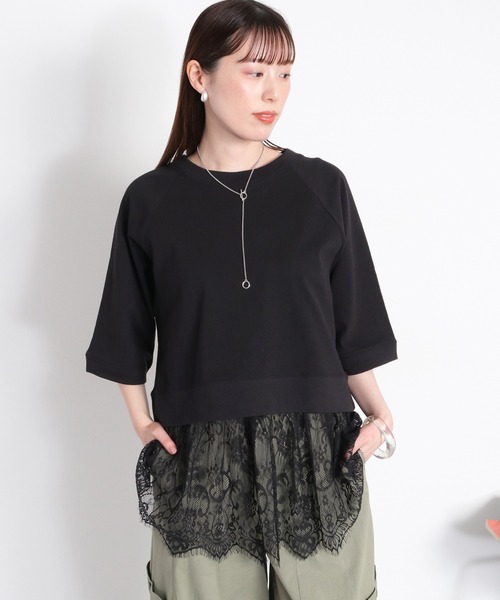 cepo(セポ)の「〈セットアイテム〉ワイドラグランTee+スソレースキャミソール アンサンブル(アンサンブル・レディース・グレー/オフホワイト/ブラック・M)」の14枚目の写真