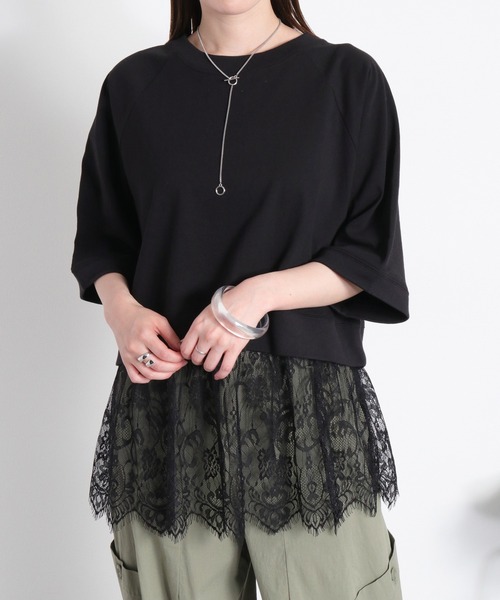 cepo(セポ)の「〈セットアイテム〉ワイドラグランTee+スソレースキャミソール アンサンブル(アンサンブル・レディース・グレー/オフホワイト/ブラック・M)」の12枚目の写真