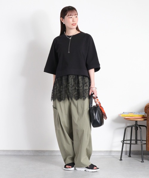cepo(セポ)の「〈セットアイテム〉ワイドラグランTee+スソレースキャミソール アンサンブル(アンサンブル・レディース・グレー/オフホワイト/ブラック・M)」の8枚目の写真