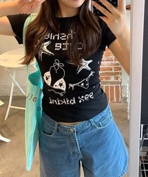 【春夏新作】ヒトデ&ビキニ柄半袖Tシャツ
