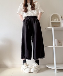 裾デザインワイドパンツ