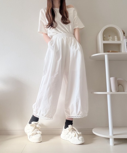 Nana(ナナ)の「裾デザインワイドパンツ(その他パンツ・レディース・ブラック/ホワイト・FREE)」の8枚目の写真
