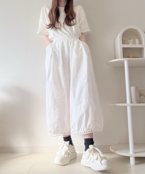 Nana(ナナ)の「裾デザインワイドパンツ(その他パンツ・レディース・ブラック/ホワイト・FREE)」の9枚目の写真