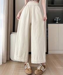 ハイウエストポイントレースワイドパンツ