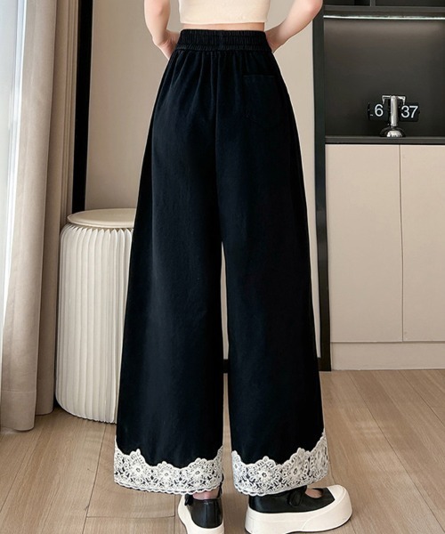 mielu(ミエル)の「ハイウエストポイントレースワイドパンツ(その他パンツ・レディース・ブルー/ブラック/ベージュ・LARGE/MEDIUM)」の12枚目の写真
