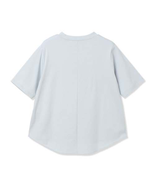 A/C DESIGN BY ALPHA CUBIC（エーシーデザインバイアルファキュービック）の「モックネック箔プリントロゴTシャツ【すごツヤ・接触冷感・UVカット】（Tシャツ/カットソー・レディース・サックスブルー/オフホワイト・M/L/LL）」の14枚目の写真