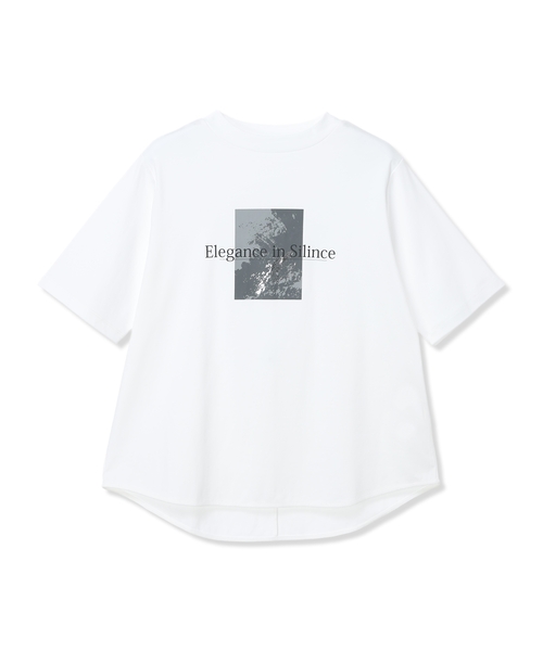 A/C DESIGN BY ALPHA CUBIC（エーシーデザインバイアルファキュービック）の「モックネック箔プリントロゴTシャツ【すごツヤ・接触冷感・UVカット】（Tシャツ/カットソー・レディース・サックスブルー/オフホワイト・M/L/LL）」の20枚目の写真