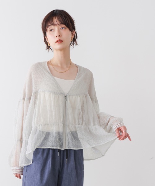 Bou Jeloud(ブージュルード)の「シアーギャザーZIPブルゾン(ブルゾン・レディース・ブラック/ブラウン/グレー・38)」の7枚目の写真