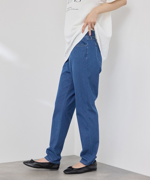 NAVY(ネイビー)の「【SARARI /サラリ】接触冷感 デニムライク ジャージー スリムテーパード パンツ(その他パンツ・レディース・ネイビー/ブラック/ライトブルー・M/S/L/XL)」の9枚目の写真