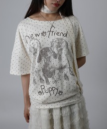 HOOK for girls ナロータイ付きワンショルダー半袖Tシャツ (SS)