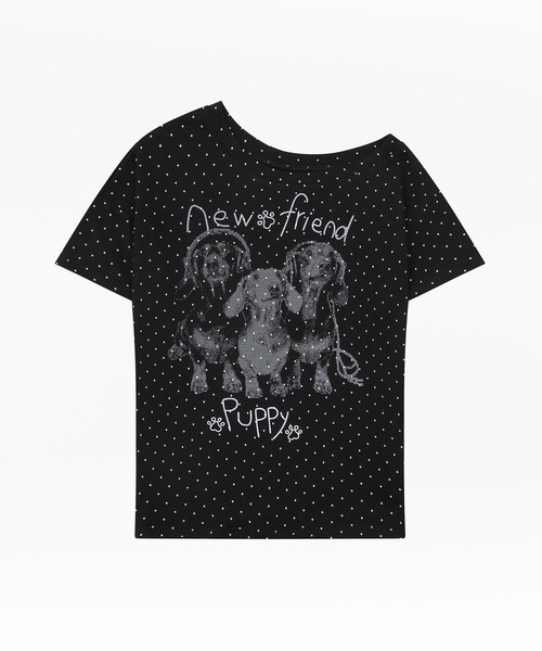 HOOK（フック）の「HOOK for girls ナロータイ付きワンショルダー半袖Tシャツ (SS)（Tシャツ/カットソー・レディース・ブラック/ライトベージュ・FREE）」の4枚目の写真