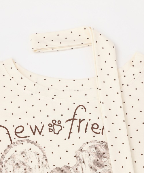 HOOK（フック）の「HOOK for girls ナロータイ付きワンショルダー半袖Tシャツ (SS)（Tシャツ/カットソー・レディース・ブラック/ライトベージュ・FREE）」の8枚目の写真