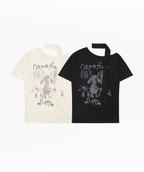 HOOK（フック）の「HOOK for girls ナロータイ付きワンショルダー半袖Tシャツ (SS)（Tシャツ/カットソー・レディース・ブラック/ライトベージュ・FREE）」の16枚目の写真