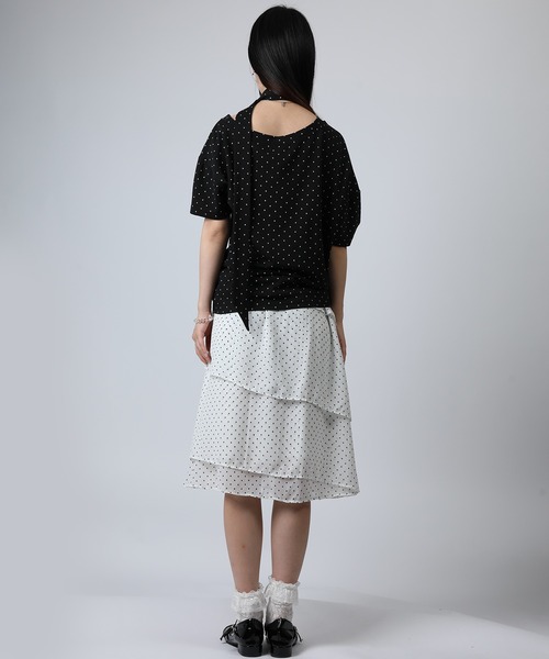 HOOK（フック）の「HOOK for girls ナロータイ付きワンショルダー半袖Tシャツ (SS)（Tシャツ/カットソー・レディース・ブラック/ライトベージュ・FREE）」の21枚目の写真